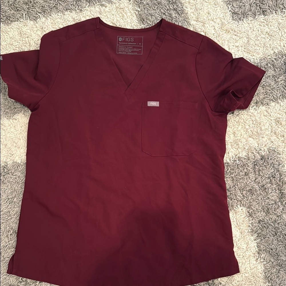 FIGS Burgundy Scrub Top